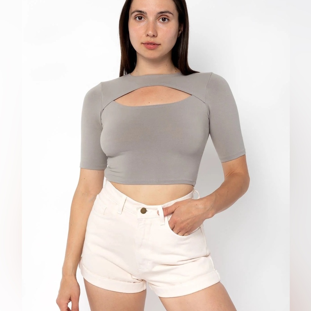 Los Angeles Apparel | Cut Out Crop Top | Medium